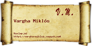 Vargha Miklós névjegykártya